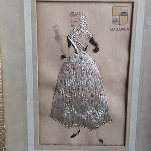 Mallorca, Spain Embroidered silk embroidered Fabric Framed Art